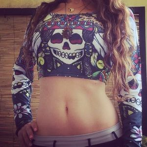 Ariel Gonzalez artist top long sleeve crop Lycra